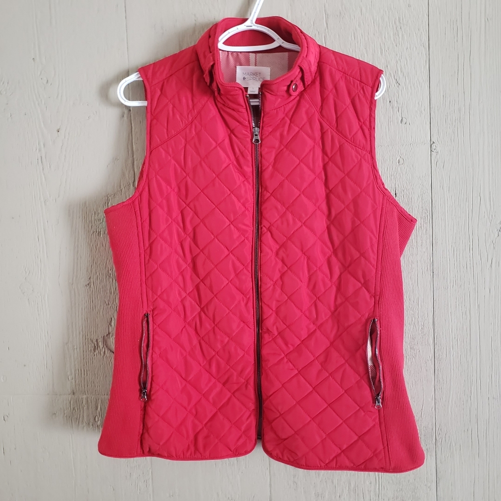 Market And Spruce Red Zip Up Vest Size Large